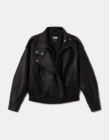 Black Oversized Bomber Jacket | TALLY WEiJL