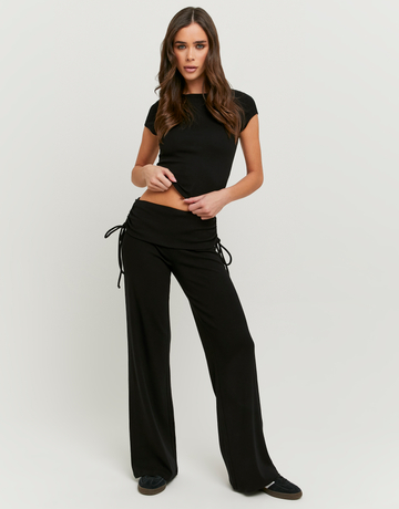 Black Mid Waist Flare Leggings | TALLY WEiJL