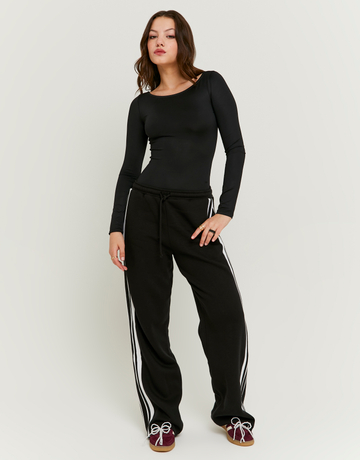 Black Wide Leg Cargo Joggers | TALLY WEiJL