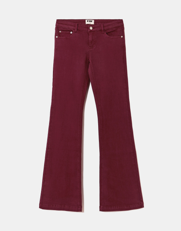 Burgundy Low Waist Flare Trousers | TALLY WEiJL