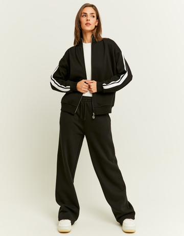 Black Wide Leg Basic Joggers | TALLY WEiJL