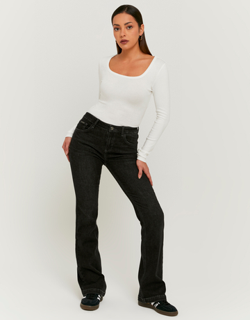 Schwarze Mid Waist Bootcut Jeans | TALLY WEiJL