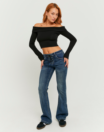 Blaue Low Waist Bootcut Jeans | TALLY WEiJL