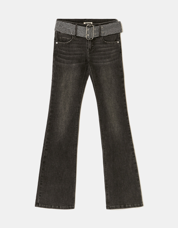 Jean Bootcut Noir à Taille Basse avec Ceinture | TALLY WEiJL