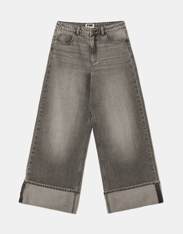 Jeans grigi a gamba larga e vita media | TALLY WEiJL