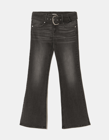 Jeans Neri a vita Media con Taglio Bootcut e Cintura | TALLY WEiJL