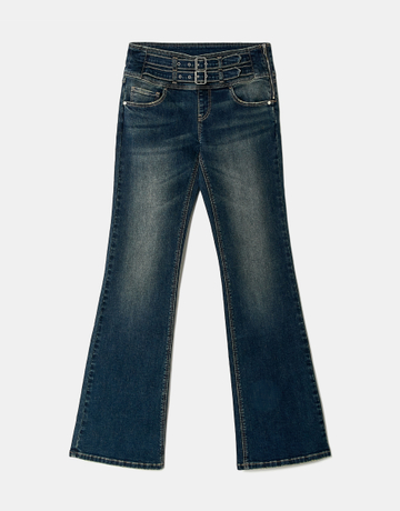 Blaue Mid Waist Flare Jeans | TALLY WEiJL