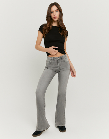 Graue Mid Waist Schlagjeans | TALLY WEiJL
