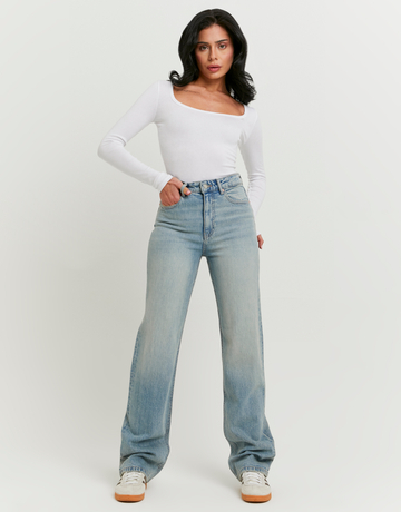 Hellblaue High Waist Straight Leg Jeans | TALLY WEiJL