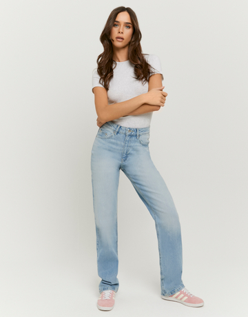 Blue High Waist Straight Leg Jeans | TALLY WEiJL