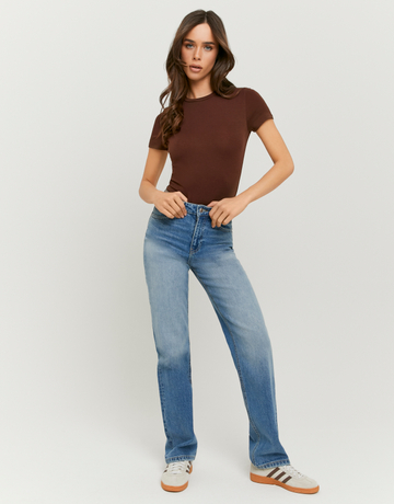 Blue High Waist Straight Leg Jeans | TALLY WEiJL