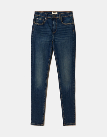 Dark Blue Mid Waist Skinny Push Up Jeans | TALLY WEiJL