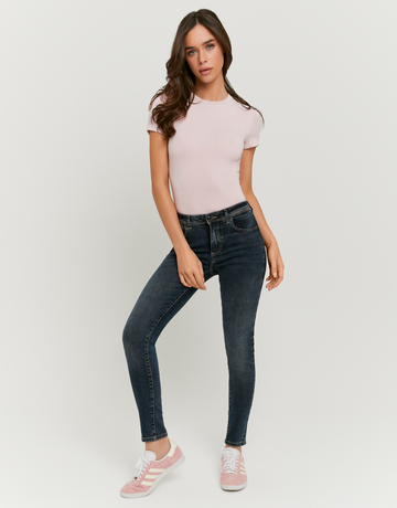 Blaue Mid Waist Skinny Jeans | TALLY WEiJL