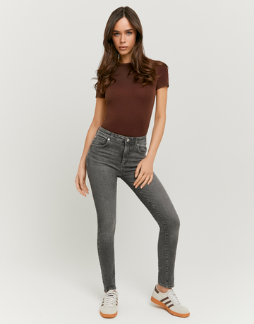 Graue Mid Waist Skinny Jeans | TALLY WEiJL