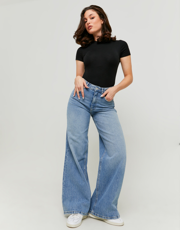 Blaue High Waist Wide Leg Jeans | TALLY WEiJL