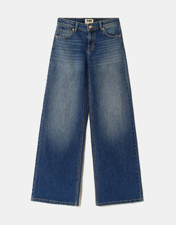 Blaue Mid-Waist Wide-Leg Jeans | TALLY WEiJL