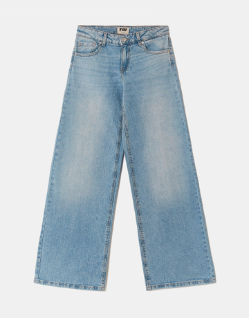 Blaue Mid-Waist Wide-Leg Jeans | TALLY WEiJL