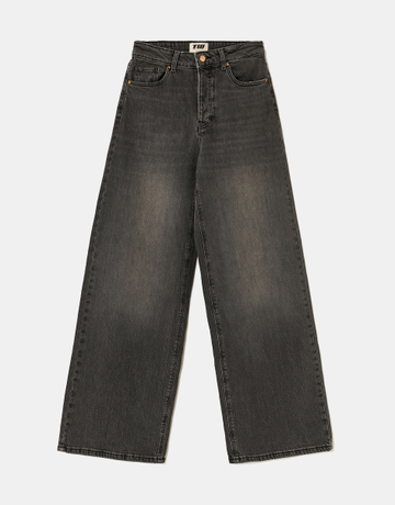 Jeans Grigi a Gamba Larga con Bottoni Staccabili | TALLY WEiJL