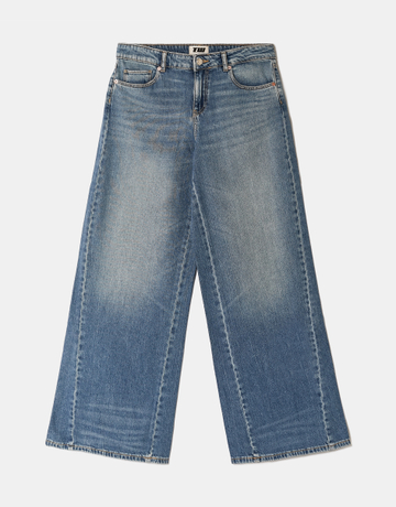 Blue Mid Waist Wide Leg Jeans | TALLY WEiJL
