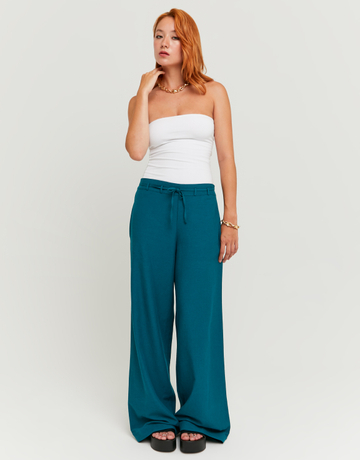 Green Wide Leg Linen Pants | TALLY WEiJL