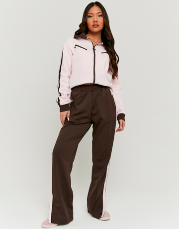 Brown Printed Joggers with Stripes | TALLY WEiJL