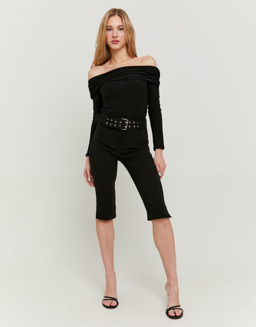 Black Capri Trousers with Belt | TALLY WEiJL