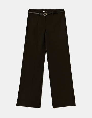 Black Straight Mid Waist Trousers | TALLY WEiJL