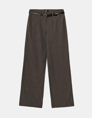 Grey Straight Mid Waist Trousers | TALLY WEiJL