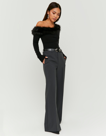 Graue Wide Leg Hose mit Gürtel | TALLY WEiJL