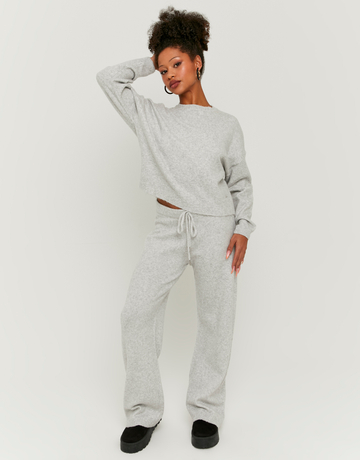 Gestrickte graue Flare Hose | TALLY WEiJL