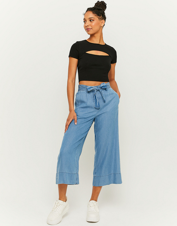 Blue Culotte Trousers With Knot | TALLY WEiJL