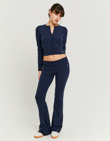 Blue Flare Knit Trousers | TALLY WEiJL
