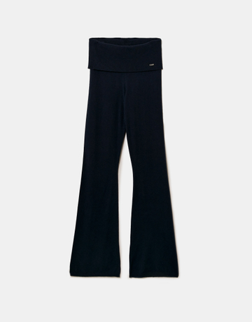 Blue Flare Knit Trousers | TALLY WEiJL