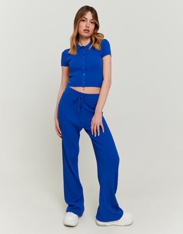 Παντελόνι Πλεκτό Wide Leg Μπλε | TALLY WEiJL
