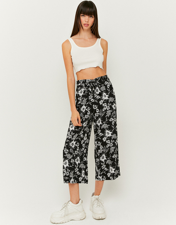 Black Mid Waist Culotte Trousers | TALLY WEiJL