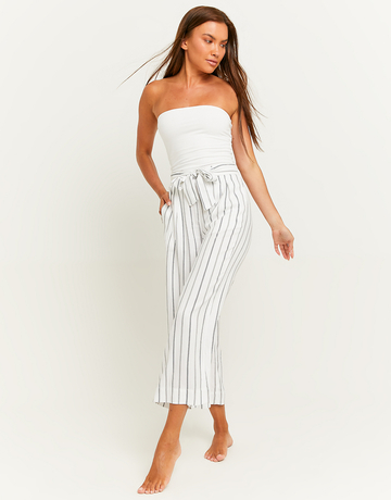 Striped Wide Leg Trousers with Elastic Waist | TALLY WEiJL