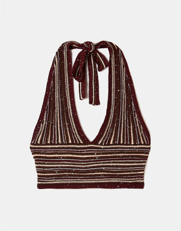 Crop Top in Maglia con Paillettes | TALLY WEiJL