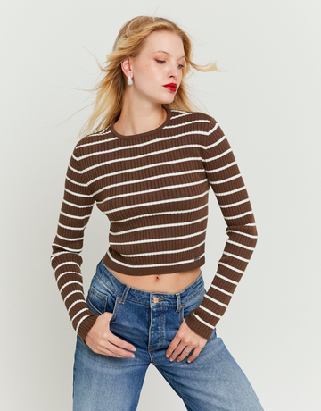 Maglione Bianco a Righe con Catena Strass Staccabile | TALLY WEiJL