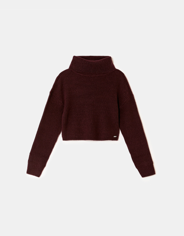 Burgundy Turtle Neck Knit Jumper | TALLY WEiJL