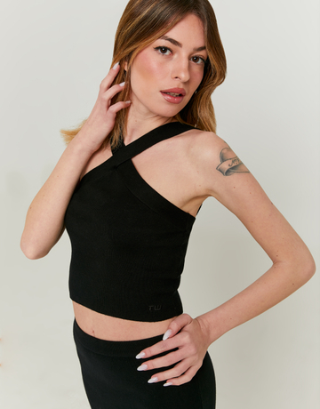 Top Nero in Maglia con Spalline Incrociate | TALLY WEiJL