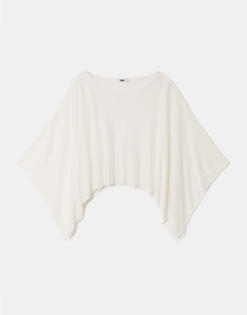 White Asymmetric Knit Cape | TALLY WEiJL