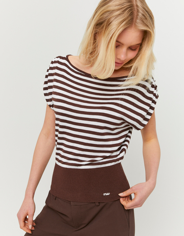 Brown Striped Knit Top | TALLY WEiJL