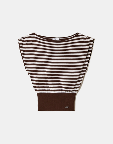Top in maglia marrone a righe | TALLY WEiJL