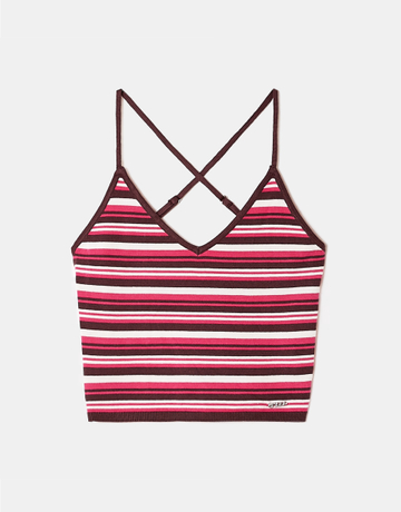 Pink Striped Knit Crop Top | TALLY WEiJL