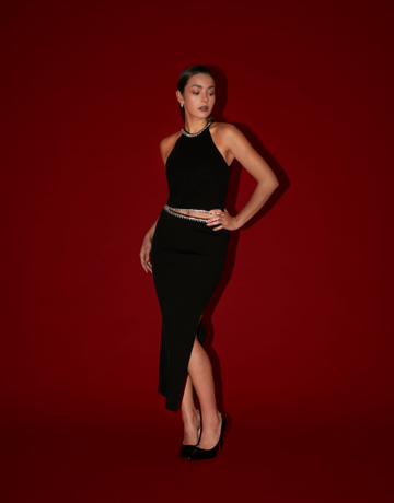 Black Rhinestone Knit Top | TALLY WEiJL