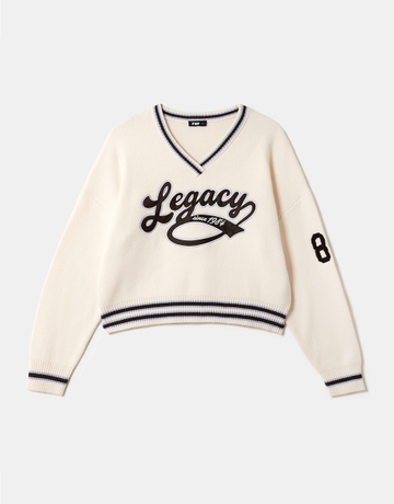 White Embroidered V Neck Knit Jumper | TALLY WEiJL