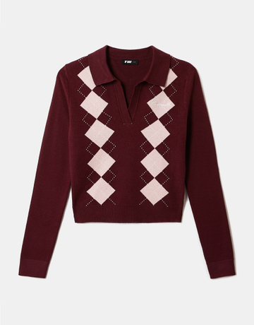 Pullover Marrone in Jersey Ricamato | TALLY WEiJL