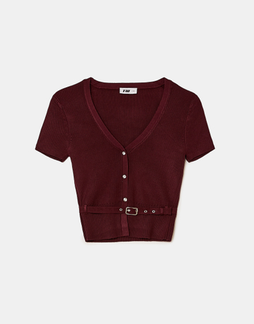 Burgundy Knitted Cardigan | TALLY WEiJL