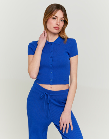 Top Polo in Maglia Blu | TALLY WEiJL