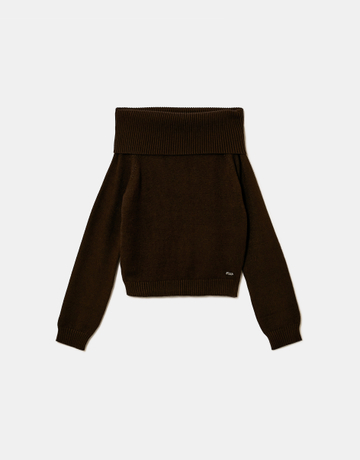 Brown Off Shoulder Jumper | TALLY WEiJL